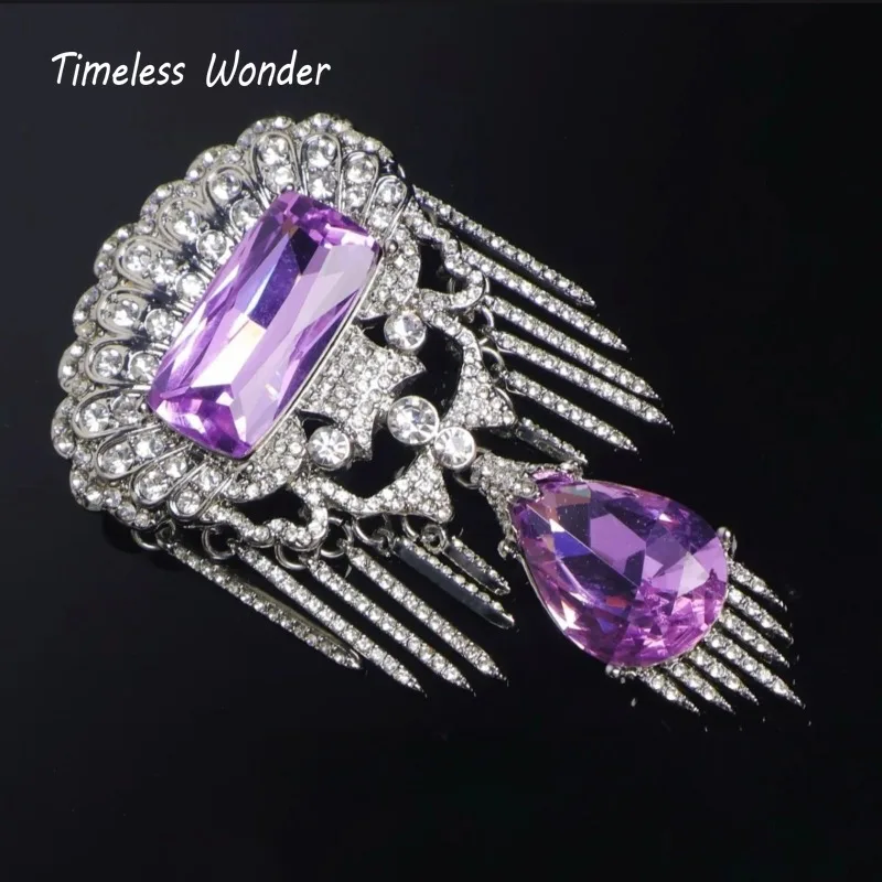 Timeless Wonder Fancy Crystal Zircon Geo Tassel Brooch Pins for Women Designer Jewelry Runway Top Luxury Cute Rare Mix 3527