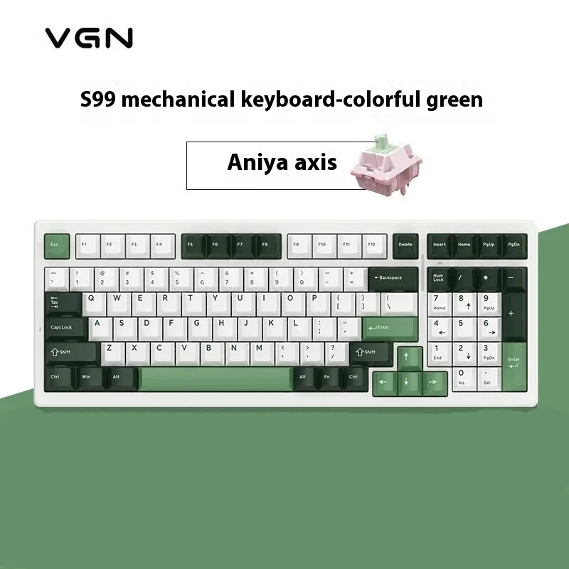 

Механическая беспроводная клавиатура VGN S99, 3 режима, Bluetooth, 2,4 ГГц, USB, RGB, функция горячей замены, 99 клавиш, 6000 мАч, игровая Офисная Клавиатура для ПК, подарочная