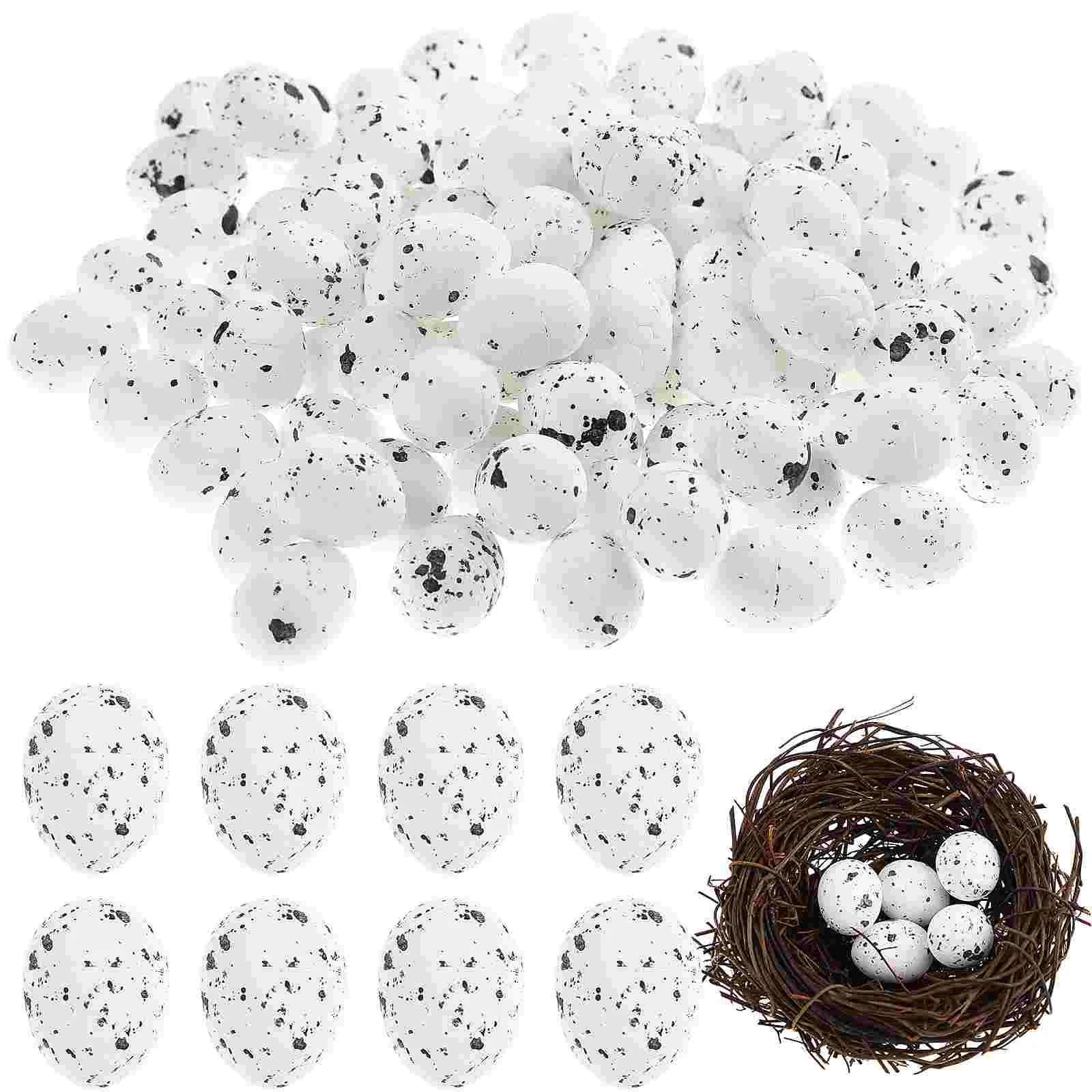 100 Pcs Foam Egg Bird House for Window Artificial Tiny Fake Eggs Ornament to Weave