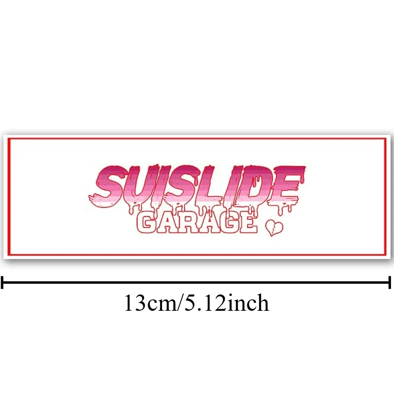 Broken Heart Suislide Sticker 1PC Pink Gradient Dripping Text Vinyl Decal Waterproof Car Truck Motorcycle Window Decor