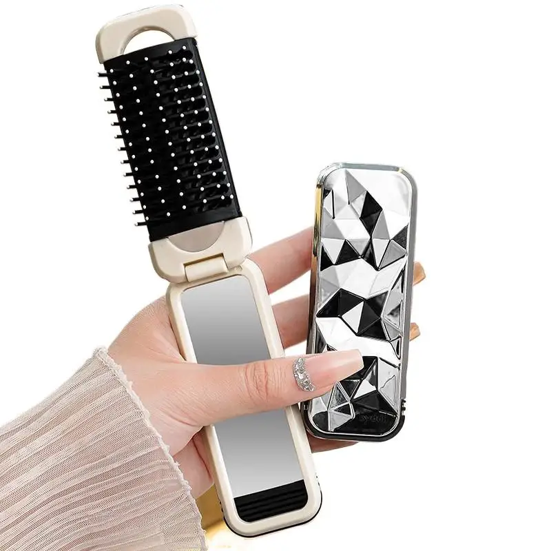 2-in-1 Mini-Haarbürste, faltbarer Massagekamm, Kopfmassage, antistatisch, tragbarer Haarkamm, Spiegel, Luftkissen-Kopfhautmassagekamm – Detail 9