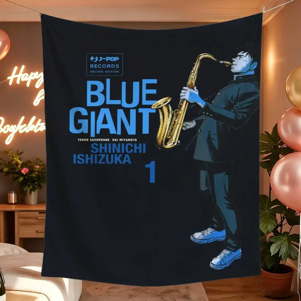 Anime B-Blue Giant Flag Digital Printing Banner for Garage Wall Out Door Decoration Tapestry