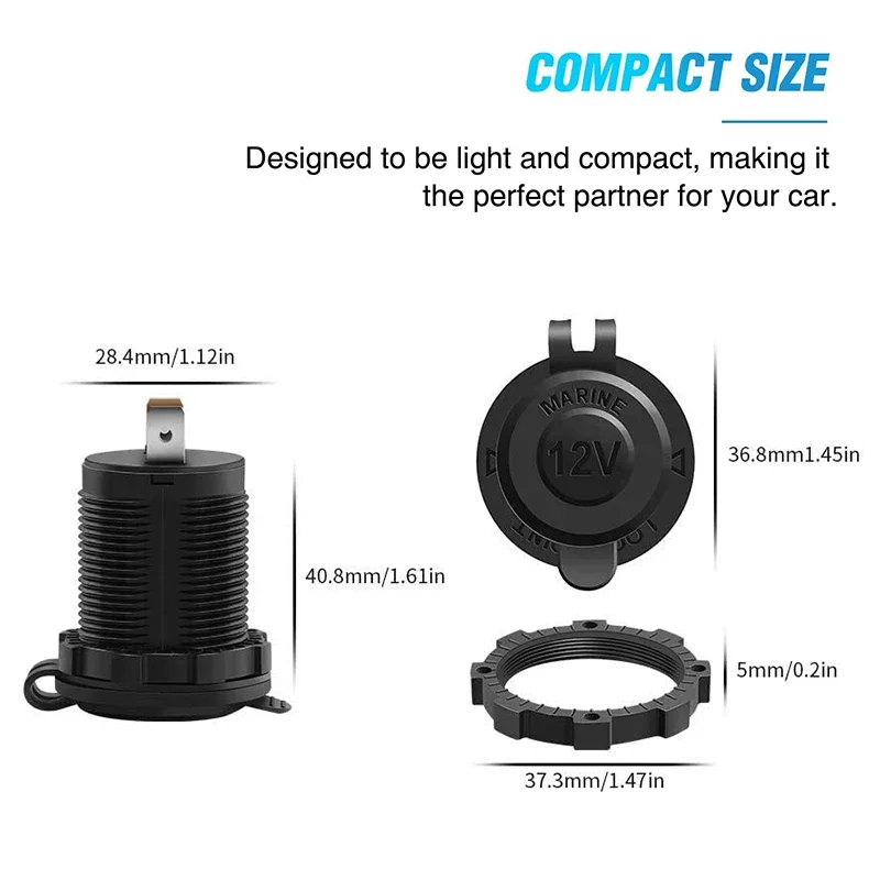 12V/24V 車のシガーライターソケット防水マリン ATV RV シガーライタープラグソケット電源ソケットコンセントアダプター