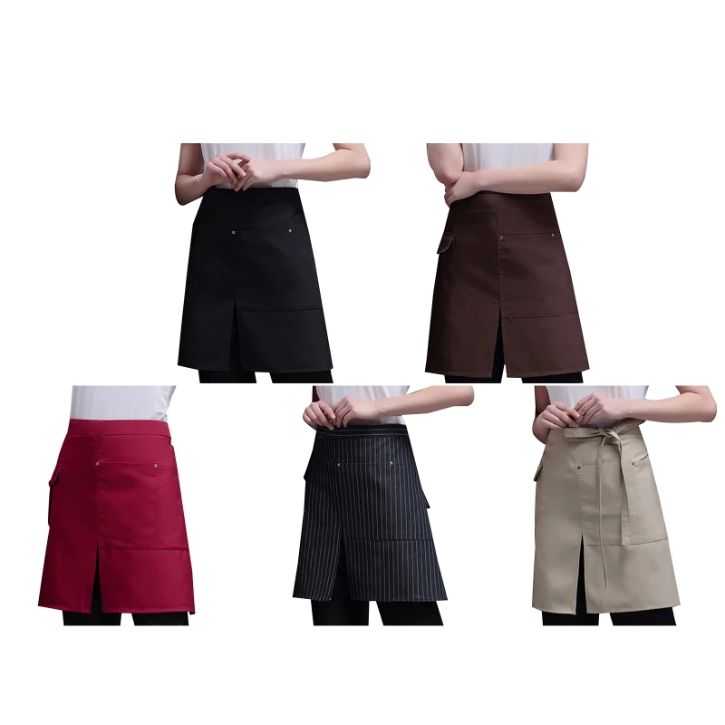 Short Waist Apron Adjustable Wasit Strap with Pockets Design Cooking Kitchen new arrival