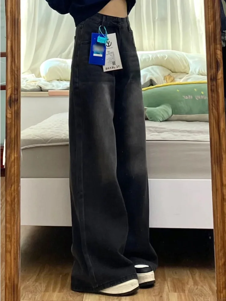 

High Waist Wide Leg Denim Jeans Women's 2025 New Sle Hip Concealing Slimming Pants Pear ape Body High Waist Straight Leg ...