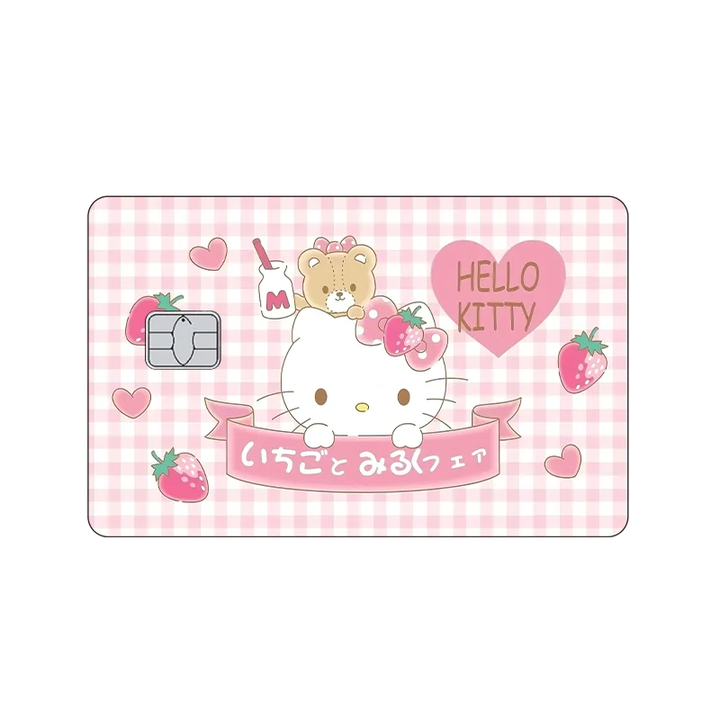 Cute Sanrios Hello Kitty Kuromi Melody Cartoon Anime Diy Matte Front Creidt Card Debit Bus Card Glitter Skin Film Stickers Cover