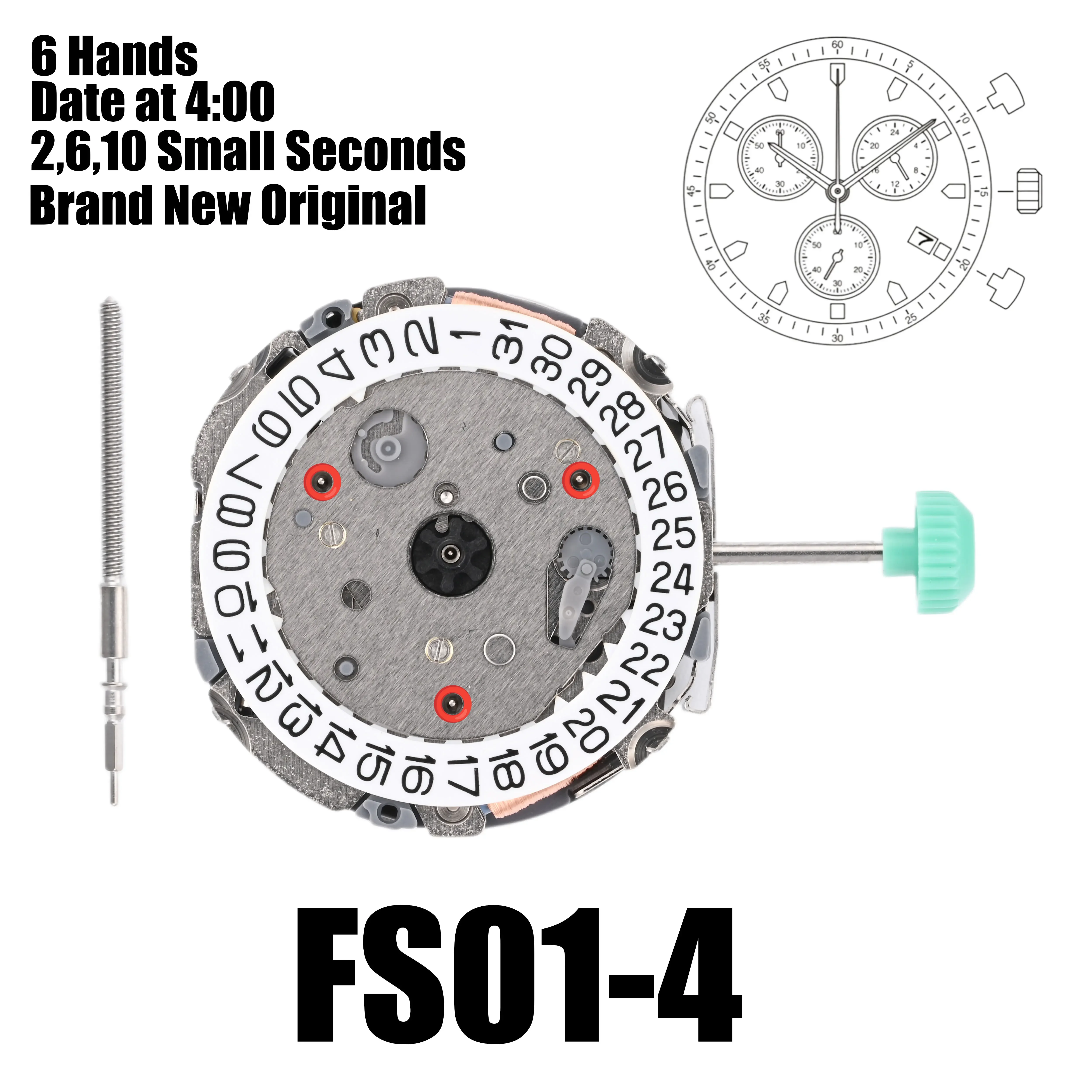 FS01 Movement  FS01-4 Movement 6 Hands 2.6.10 Small Seconds Date Display Inclined At 4:00