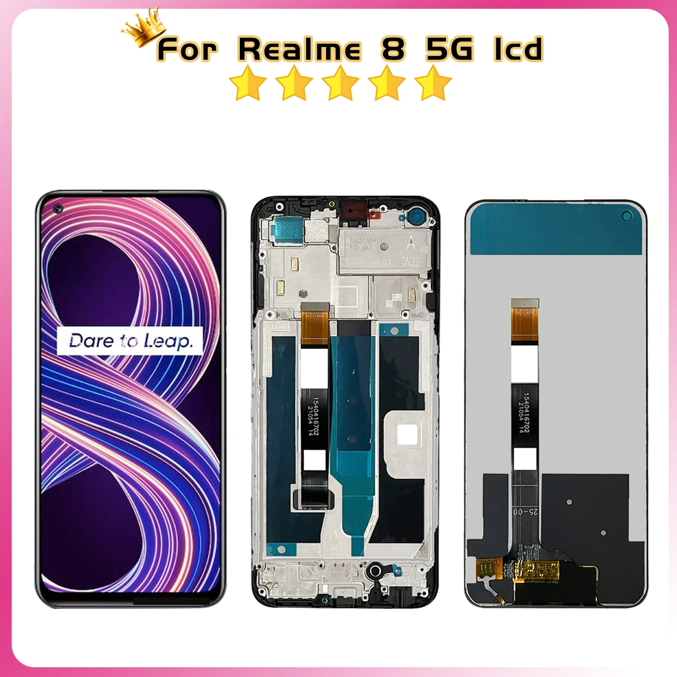 Tested 6.5\'\' Lcd for OPPO Realme 8 5G RMX3241 LCD Display Touch Screen for Realme8 5G LCD Screen Digitizer Assembly Replacement