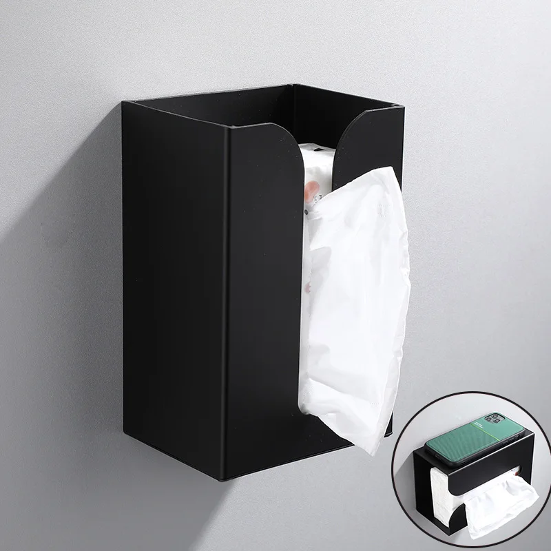 Wall Mounted Tissue Box Punching Tissue Shelf Napkin Holder Garbage Bag Dispenser Rack Storage Organizer Home Space-saving Shelf