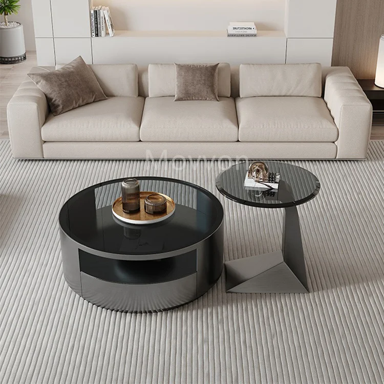 Minimalist Light Luxury Round Coffee Table Italian Living Room Home Creative Design Sense Coffee Table Combination