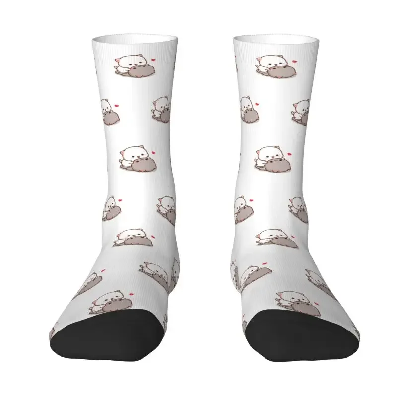 

Peach And Goma Mochi Cat Love Men's Crew Socks Unisex Kawaii 3D Printed Dress Socks