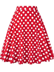 2023 Summer Midi Skirt Runway Vintage Rockabilly Sundress Red Womens Sexy Pinup anni '50 Cotton Polka Dot Pattern Skater Streetwear