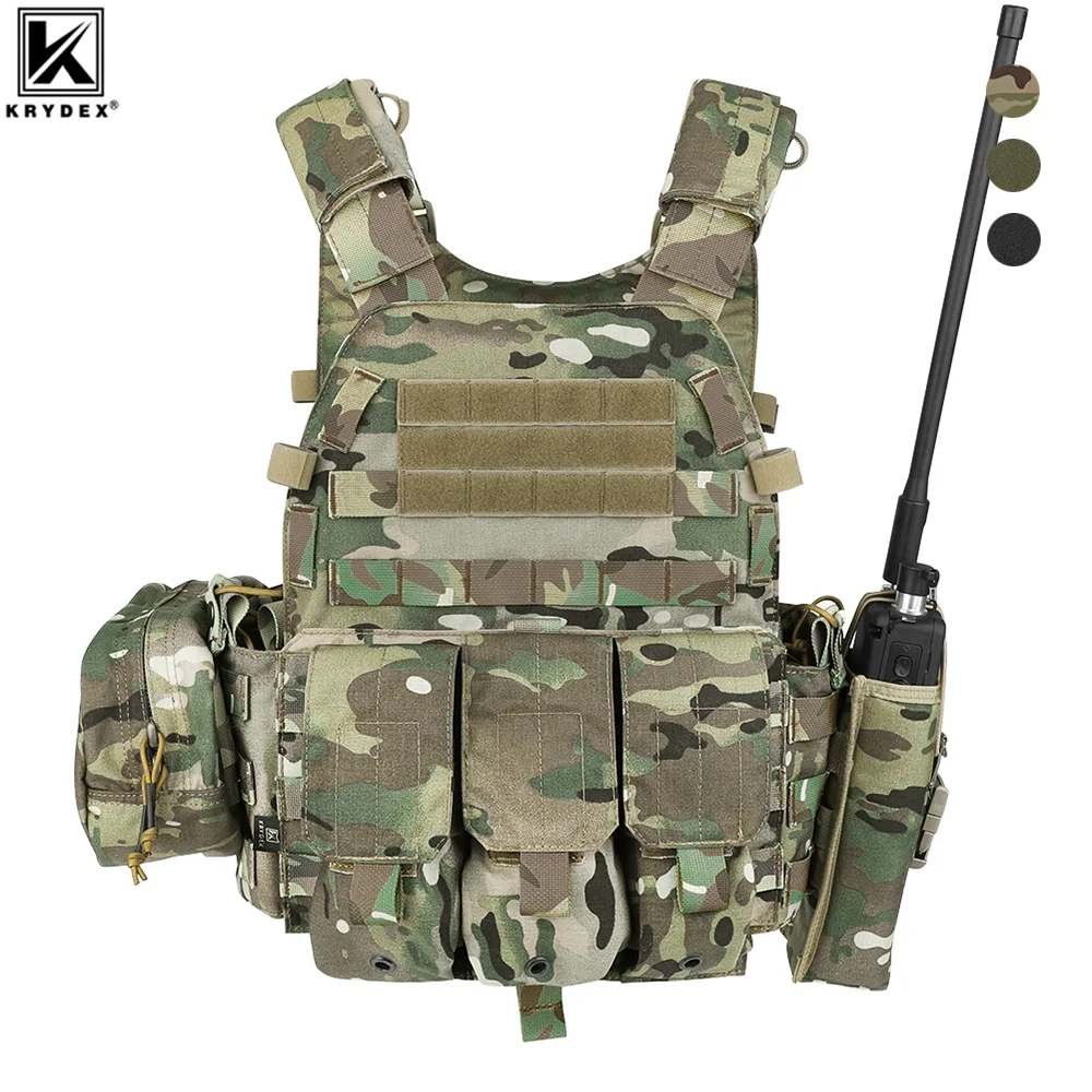 

KRYDEX 500D Tactical Vest Body Armor Hunting Plate Carrier Airsoft Accessories Mag Pouch Camo Paintball Army 6094 Paintball Vest