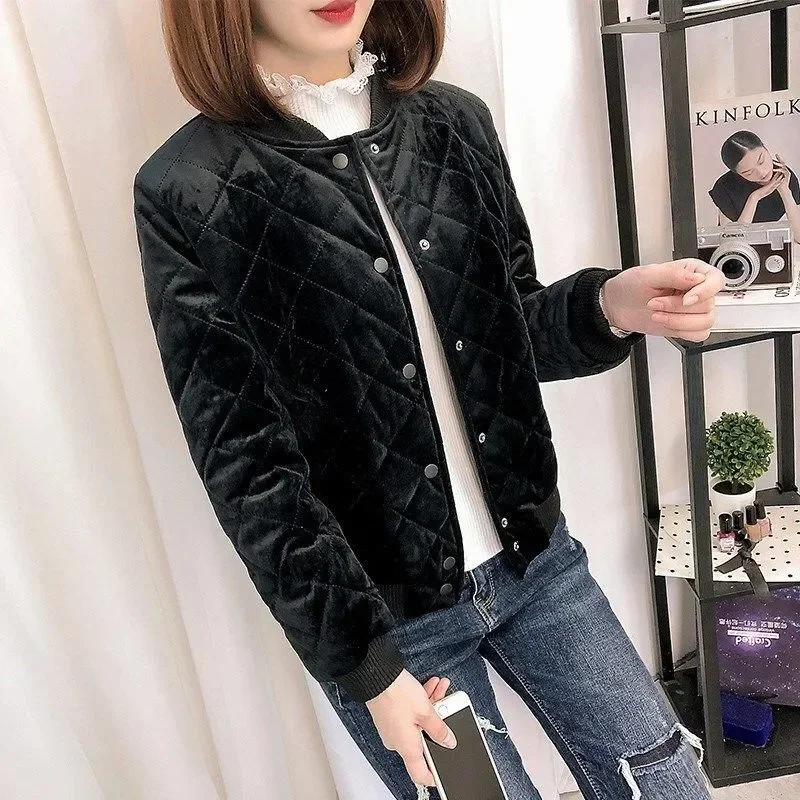 2024 New Autumn Winter Cotton Coat Women\'s Jacket Korean Loose Warm Coat Short Style Baseball Uniform Tops Woman Clothing Parkas