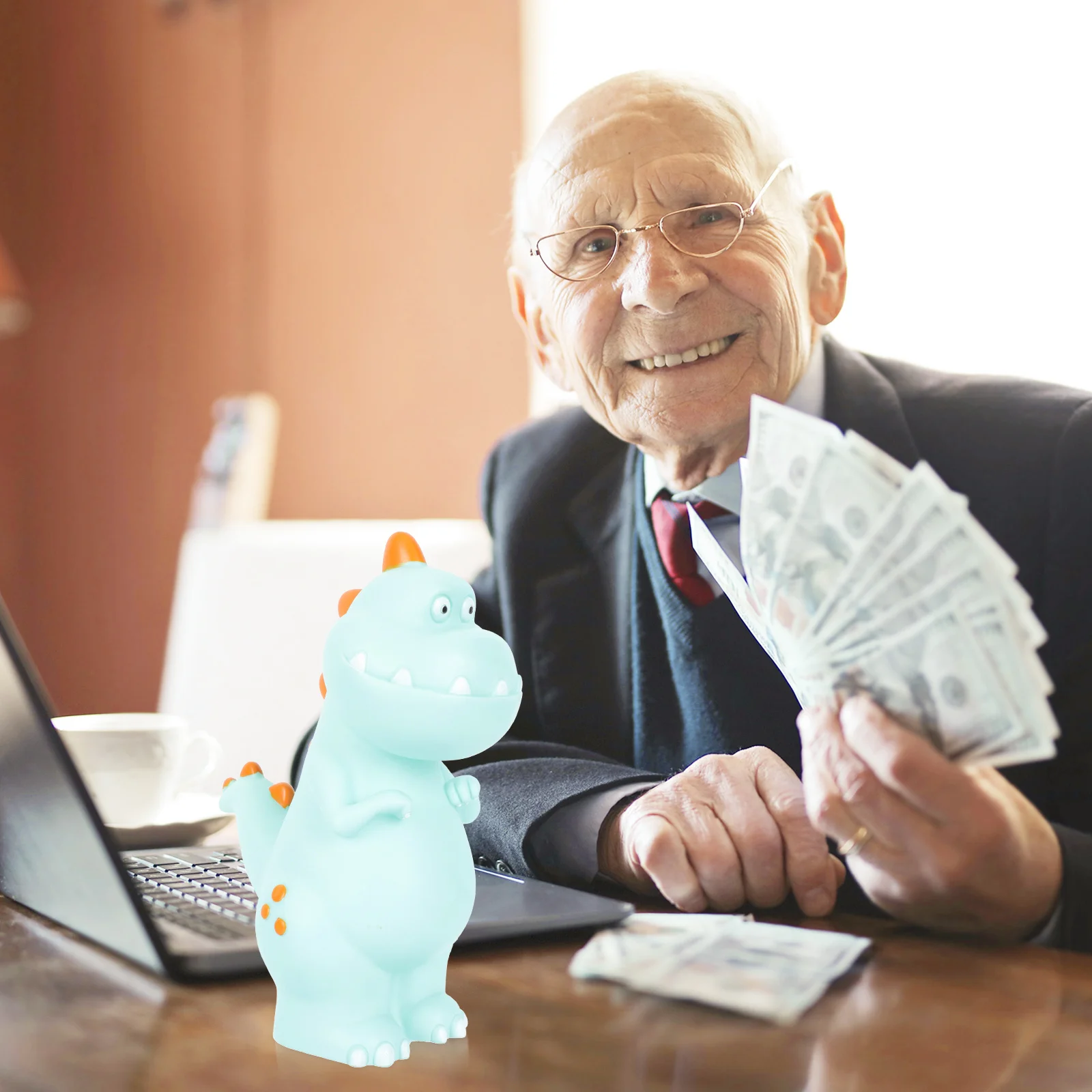 1 قطعة وعاء توفير الديناصور الاطفال حامل المال سطح المكتب ديكور الإبداعية عملة تخزين الحاويات هدية عيد ميلاد توفير وعاء #2