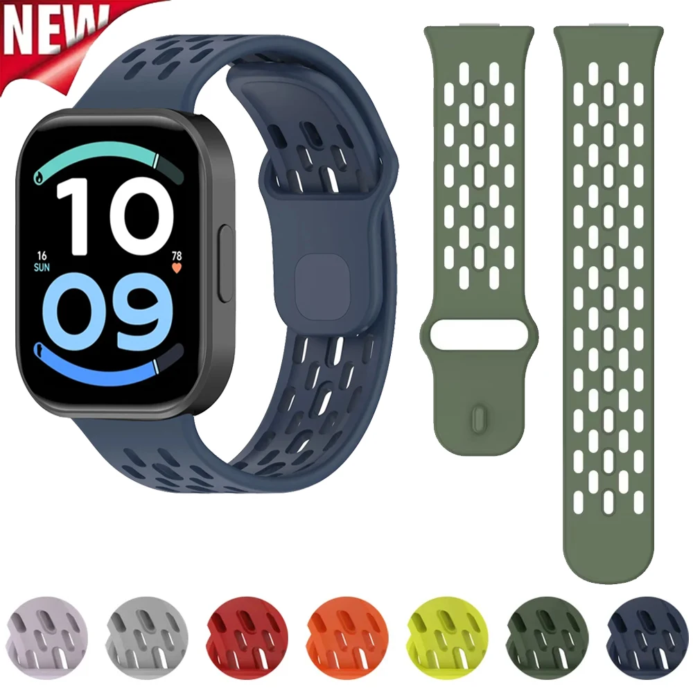 Sport-Silikonarmband für Redmi Watch 6 Active-6 Lite/6 5 4 Atmungsaktiver Stil Verstellbares Armband für Xiaomi Mi Band 10-9-8 Pro – Detail 1