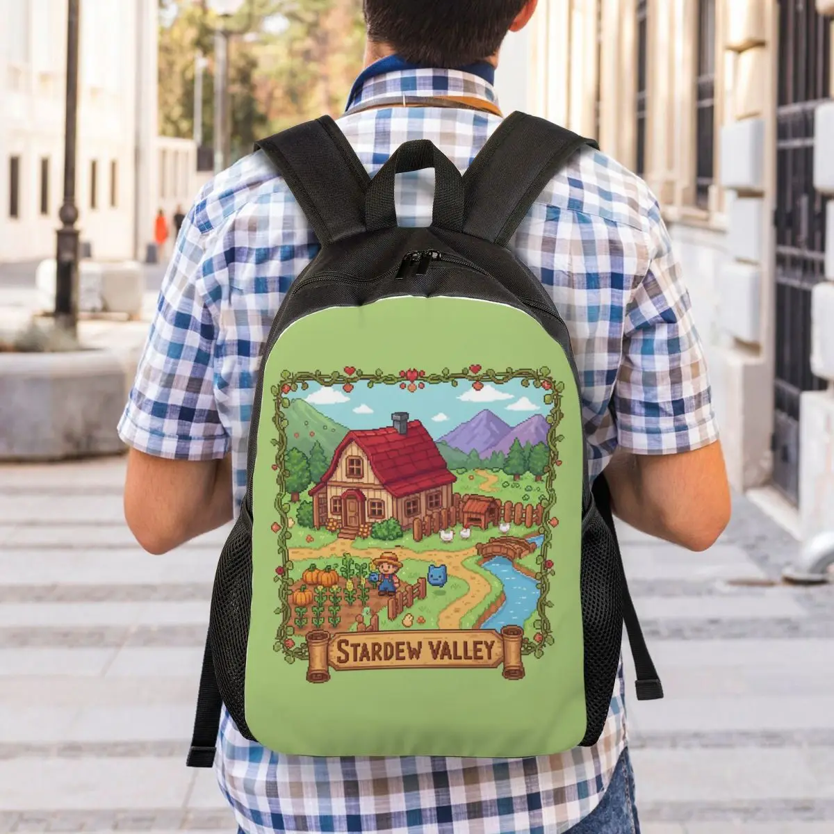 Stardew Valley Video Gamer Classic Pixel Art Backpack Student Boys Girls BookBag School Bag Computer Shoulder Bags