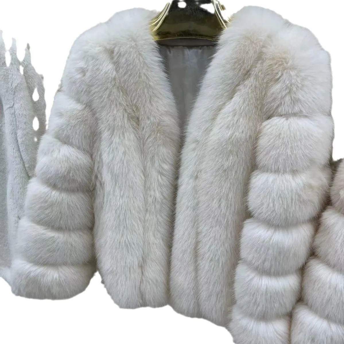 Faux Fur Fox Women Short Coats Jackets V Neck Coat Thick Warm Y2k Streetwear Casual Jacket Work Outerwear 2025 Autumn Winter