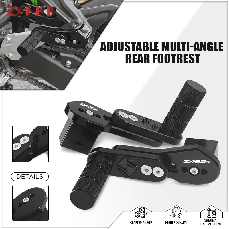 

2025 For ZX-6R ZX-10R ZX-25R Motorcycle Rear Passengers Footrest Adjustable Multi-angle Telescopic Foot Pegs Foot Rest Pedals