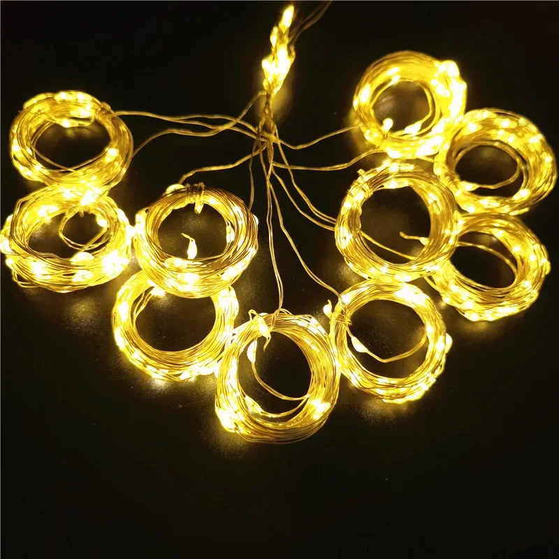 USB Curtain String Lights 8 Lighting Modes Christmas Festoon Garland Wedding Holiday Party Home Bedroom Decoration Fairy Lights