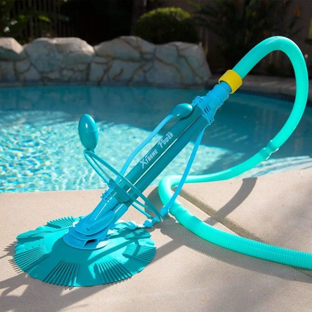 Efficient Pool Sweep Vacuum Cleaner with Hose Suction for In-Ground and Above Ground Pools - Blue