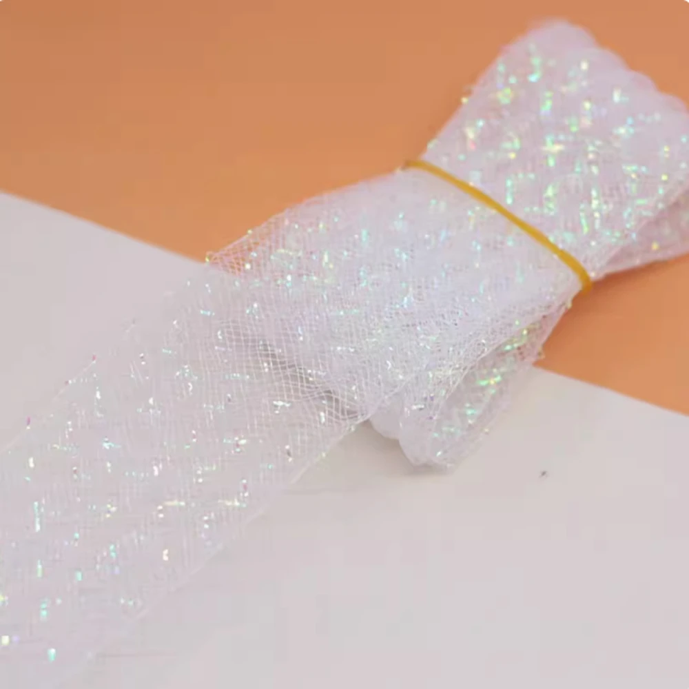 4,5 cm breiter, flacher Krinoline-Bandstoff – Silber – Pferdehaarband für Hüte und Fascinators, 22 Meter – Detail 5