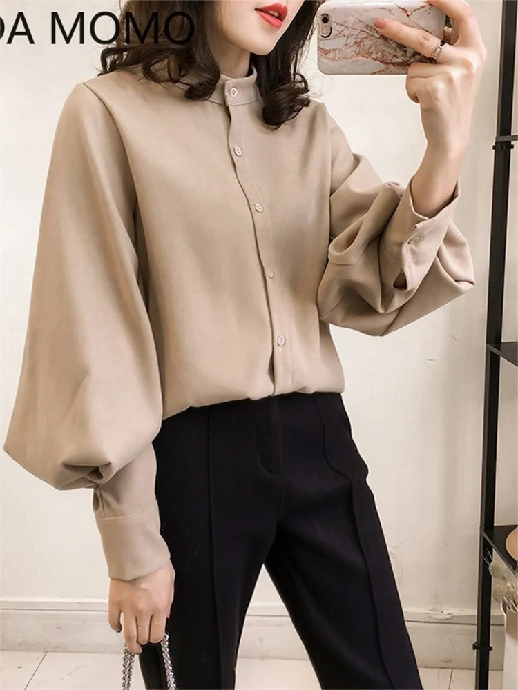 

OL office Shirts for Women stand Collar2022 summer long sleeve Women Blouse Tops Elegant Workwear Female Tops blusas femme