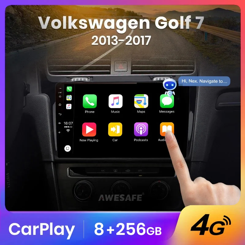 AWESAFE Wireless CarPlay Autoradio for  VW Volkswagen Golf 7 mk7 2013-2017 Car Radio Multimedia Player Android Auto Stereo GPS