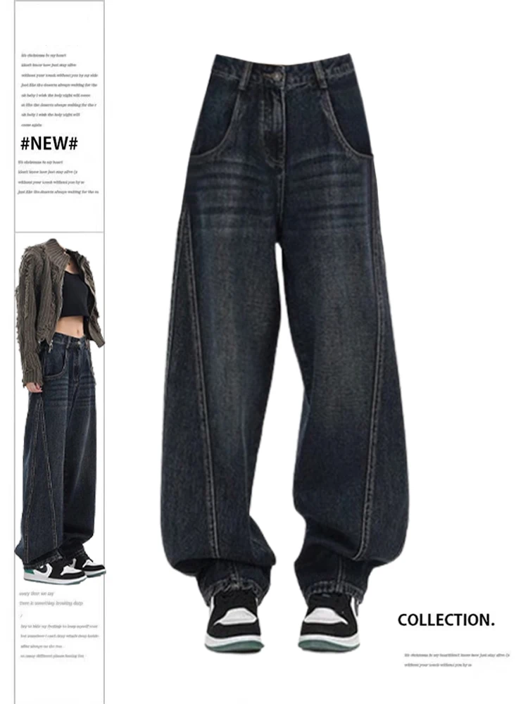 

Women's Blue Baggy Jeans Vintage Y2k Denim Trouser Harajuku 90s Oversize High Waist Cowboy Pants Emo 2000s Trashy Clothes 2023