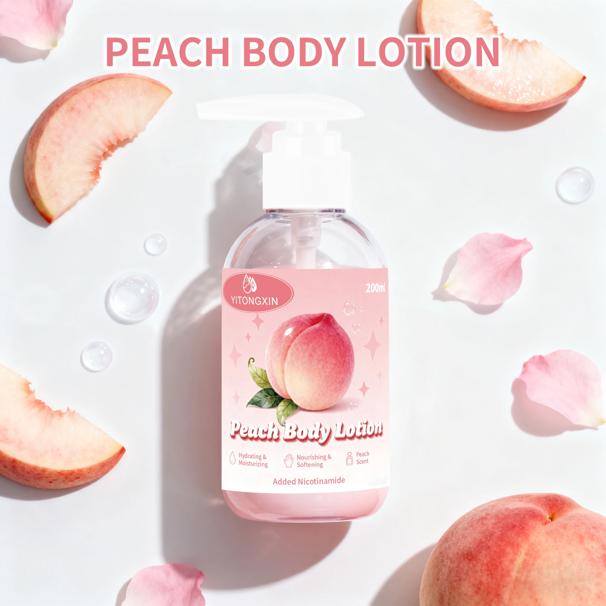 Peach Niacinamide Body Lotion, Fruity Fragrance, Hydrates And Moisturizes The Skin, Smooth And Easily Absorbed