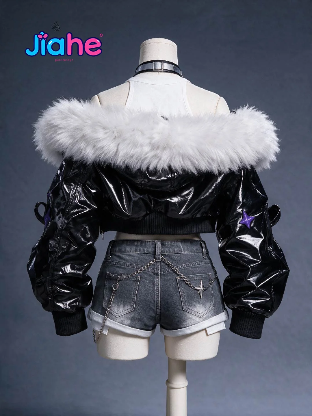Nijisanji  Cosplay EN Elira Pendora Virtual Idol Costume New Outfit Fashion leather coat denim shorts headwear Halloween uniform