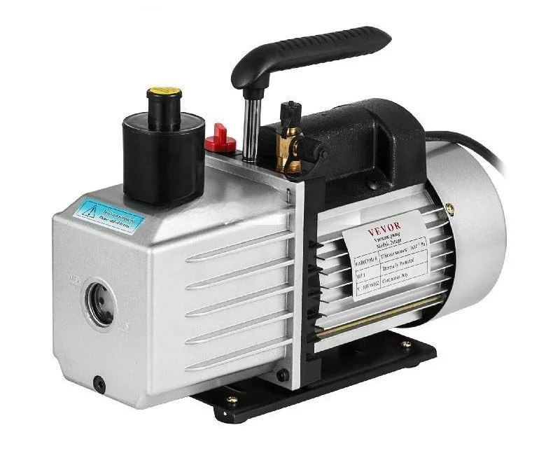 Vacuum Pump 1HP Two Stage HVAC Rotary Vane Degassing Processing Air Conditioning Auto AC Refrigerant Vacuum Pump 2-Stage