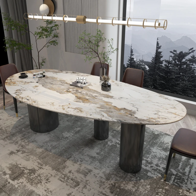 

Unique Kitchen Dining Table Living Room Party Nordic Luxury Modern Dining Table Set Salon Oval Tables À Manger House Accessories