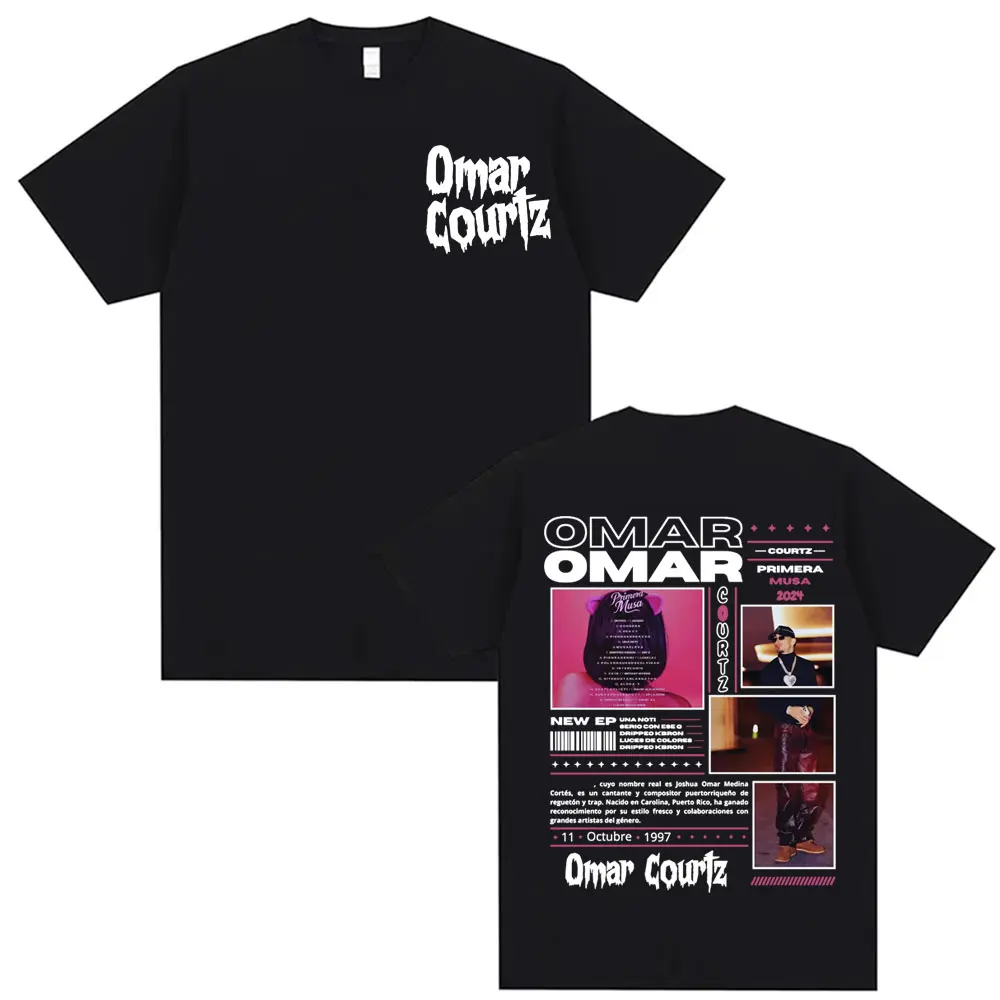 Rapper Omar Courtz Primera Musa 2024 Tour T-shirt Men's Clothing Cotton Short Sleeve T Shirts Retro Fashion Hip Hop Punk T Shirt