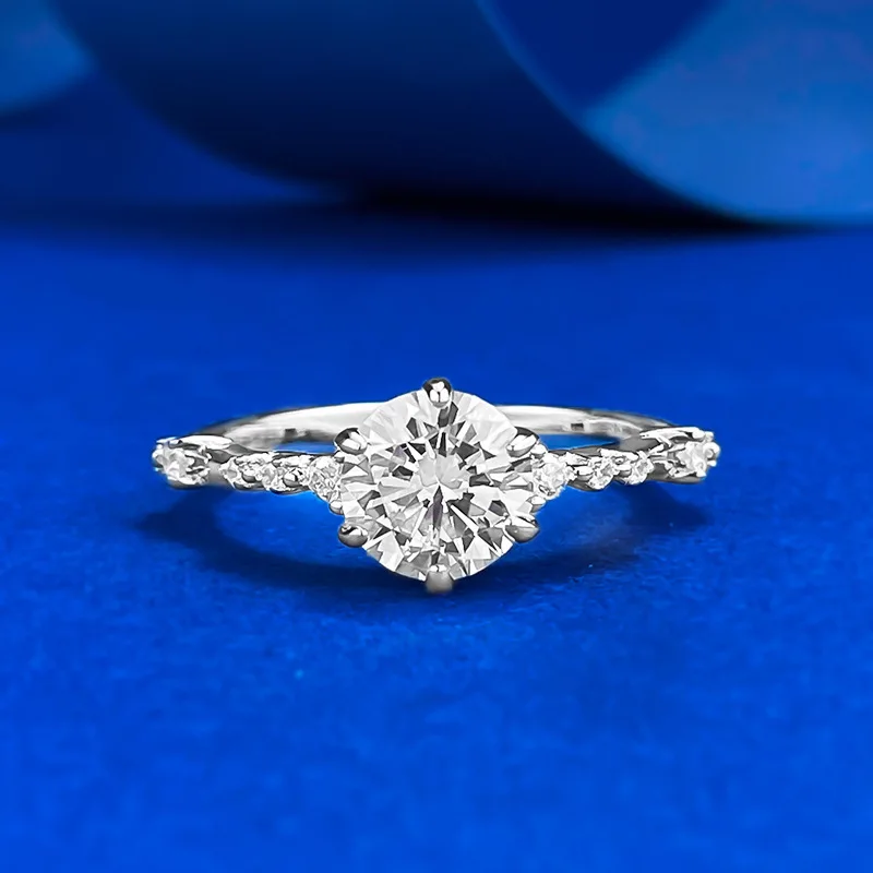 

CKT S925 Sterling Silver Round Cut 7MM Lab Sapphire High Carbon Diamond Gemstone Wedding Party Rings Fine Jewelry Wholesale