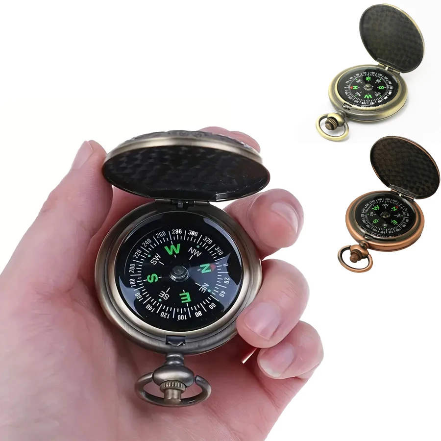 

1pc Classic Retro Compass Luminous Direction Indicator - Waterproof & Durable Zinc Alloy, Ideal for Hiking, Camping