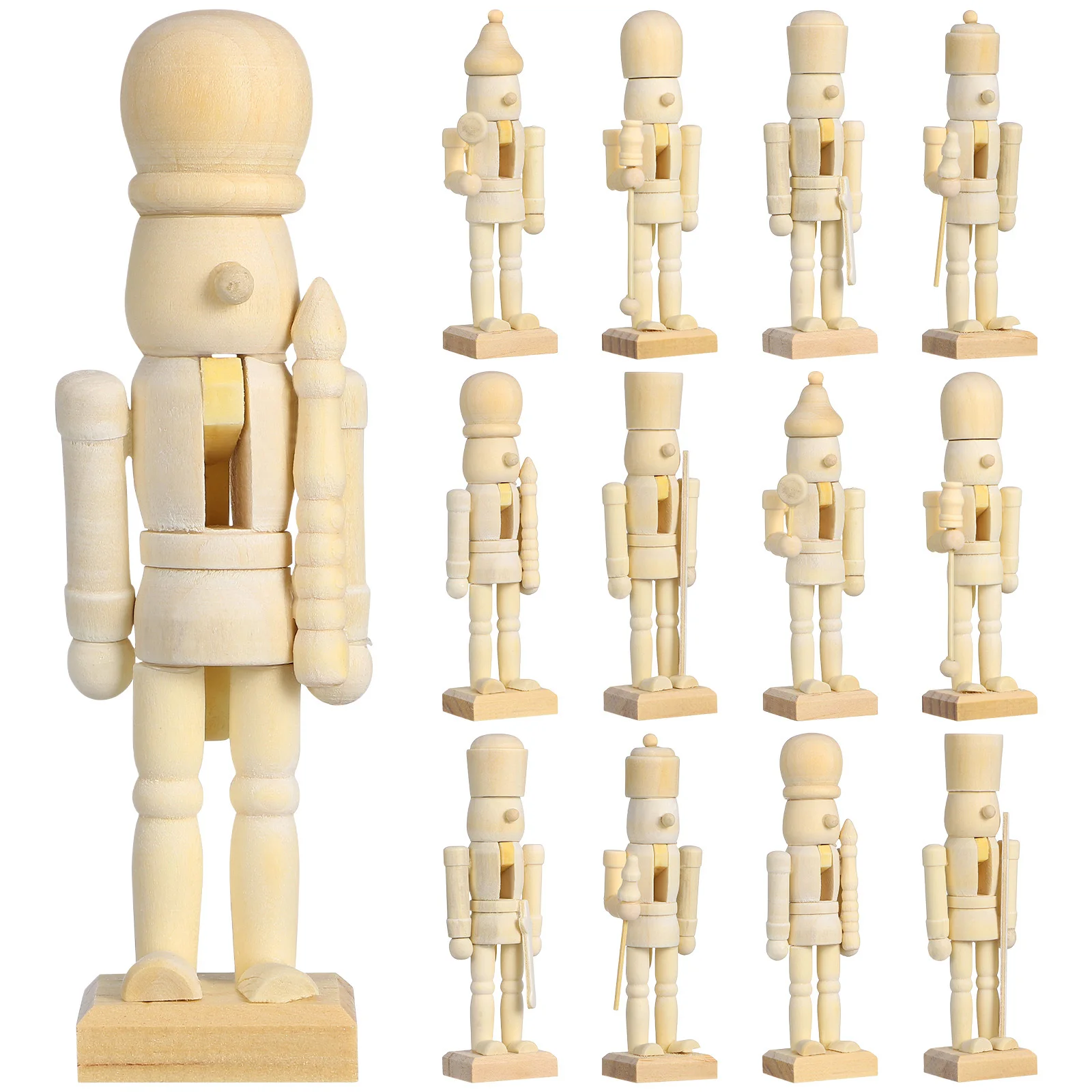 

12Pcs DIY Nutcracker Ornament Wooden Home Decors for Living Room Festival Ambience Unfinished Nutcracker DIY Decoration