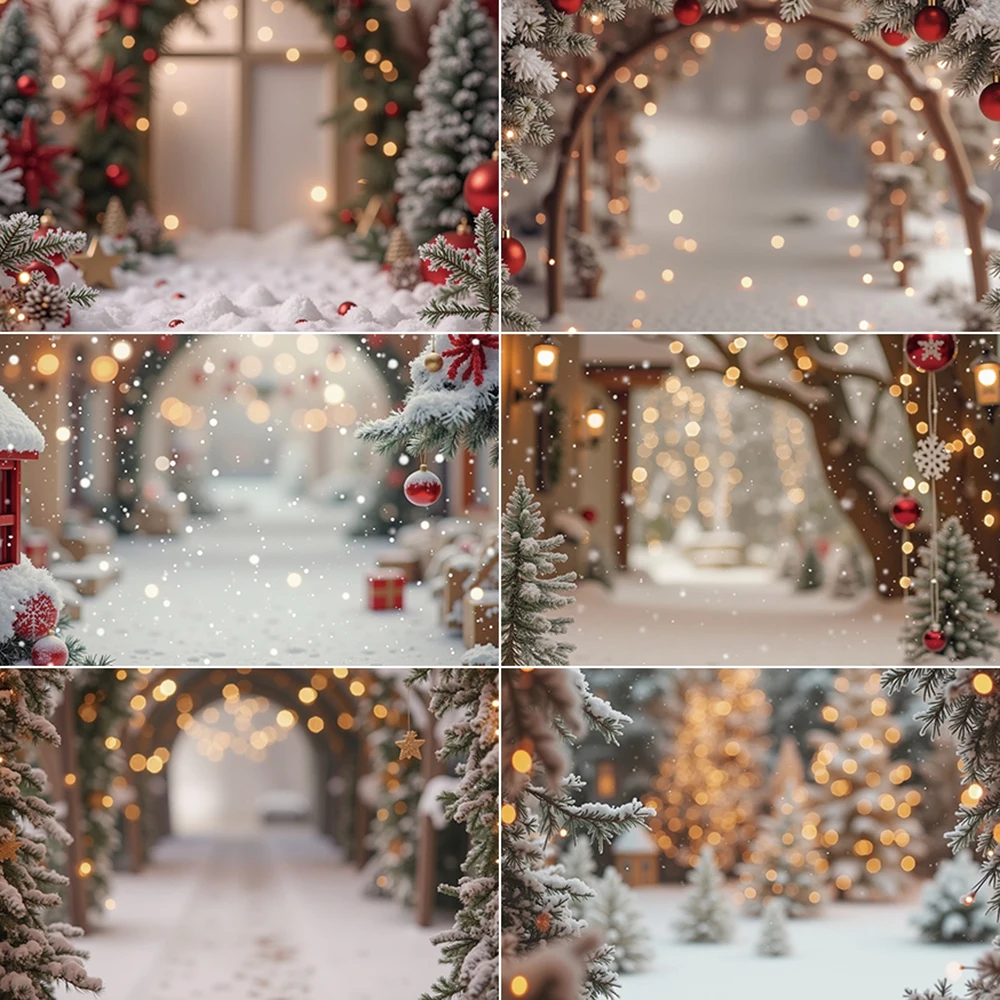 

MOON.QG Christmas Winter Backdrop Photography Light Bokeh Tree Snowflake Photozone Background Children Studio Photozone Supplies