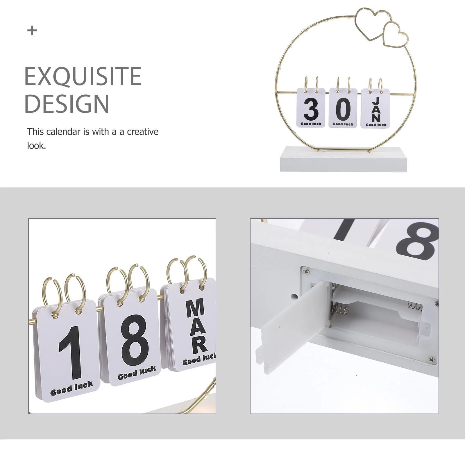 

Rustic Desk Calendar Aesthetic Home Decor Reusable Perpetual Flip Page Electronic Tabletop Accessories Wooden Style