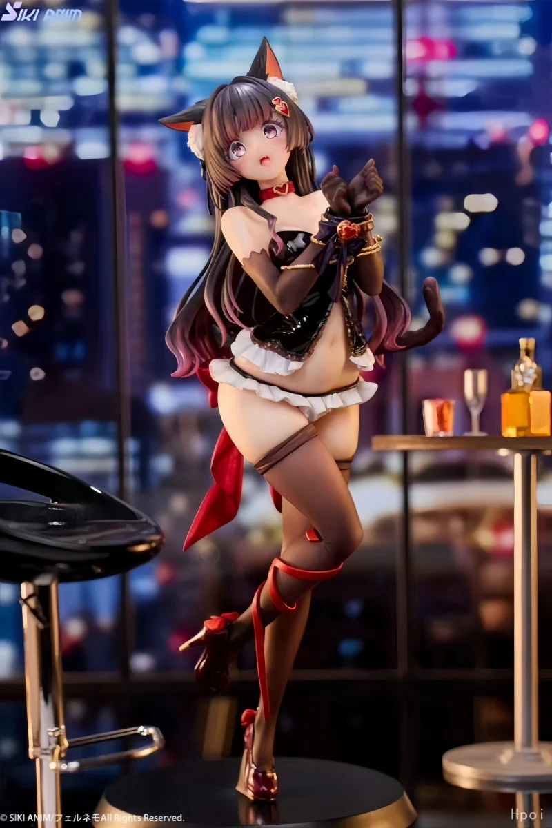 

Original Siki Anim Anim Anime Pretty Girl Toy Bound Cat Lufna 1/7 Figurine Model Collection Red Dress Love Ribbon Ornament Toy