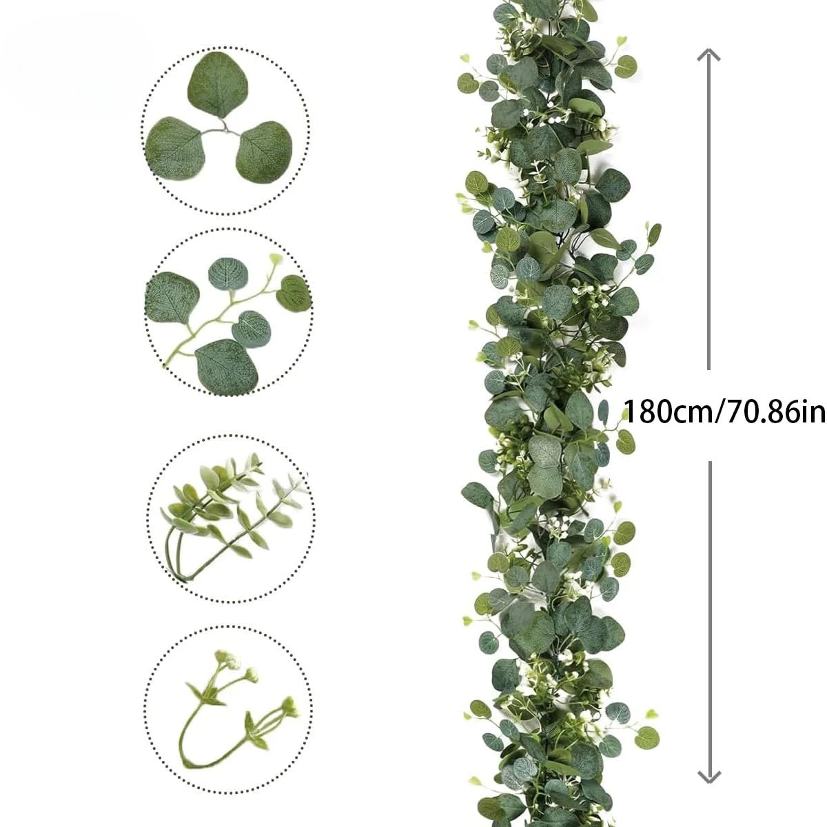 الاصطناعي الأوكالبتوس جارلاند الفضة الدولار يترك فو الخضرة الكرمة لاستحمام الطفل حفل زفاف الجدول غرفة ديكور حديقة المنزل #6