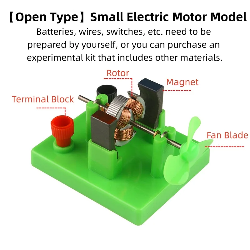 Small Open DC Motor Model DIY Mini Motor Physics Electromagnetic Experiment Equipment Educational Science Toy for Kids Students