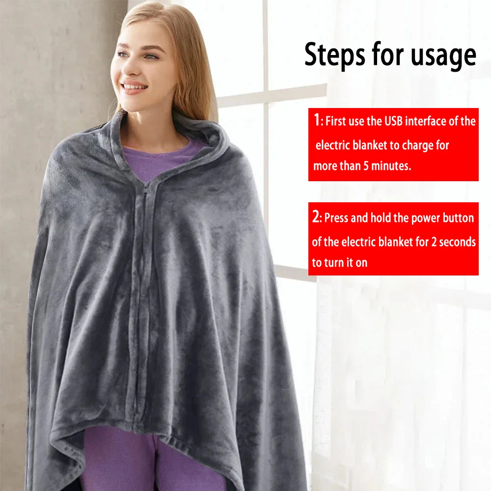 2024 YAOYUAN Winter blanket rechargeable heated blanket office lunch break nap plus velvet warm heating shawl