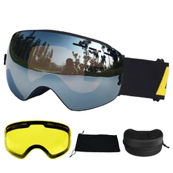 LOCLE Anti-condens skibril UV400 skibril Dubbele lagen Skiën Snowboard Sneeuwbril Skibrillen met één verhelderende lens
