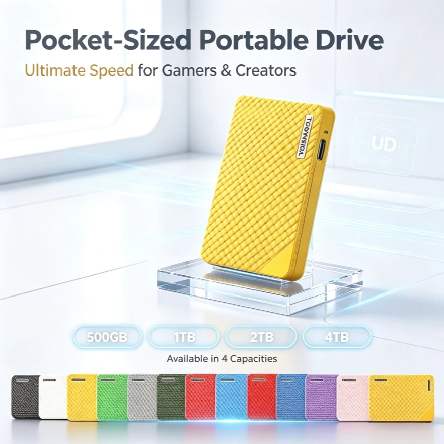Original A3-6 Portable External Hard Drive Army Green/Red/Yellow Large Capacity Storage Disk for Laptop Desktop Notebook Backup