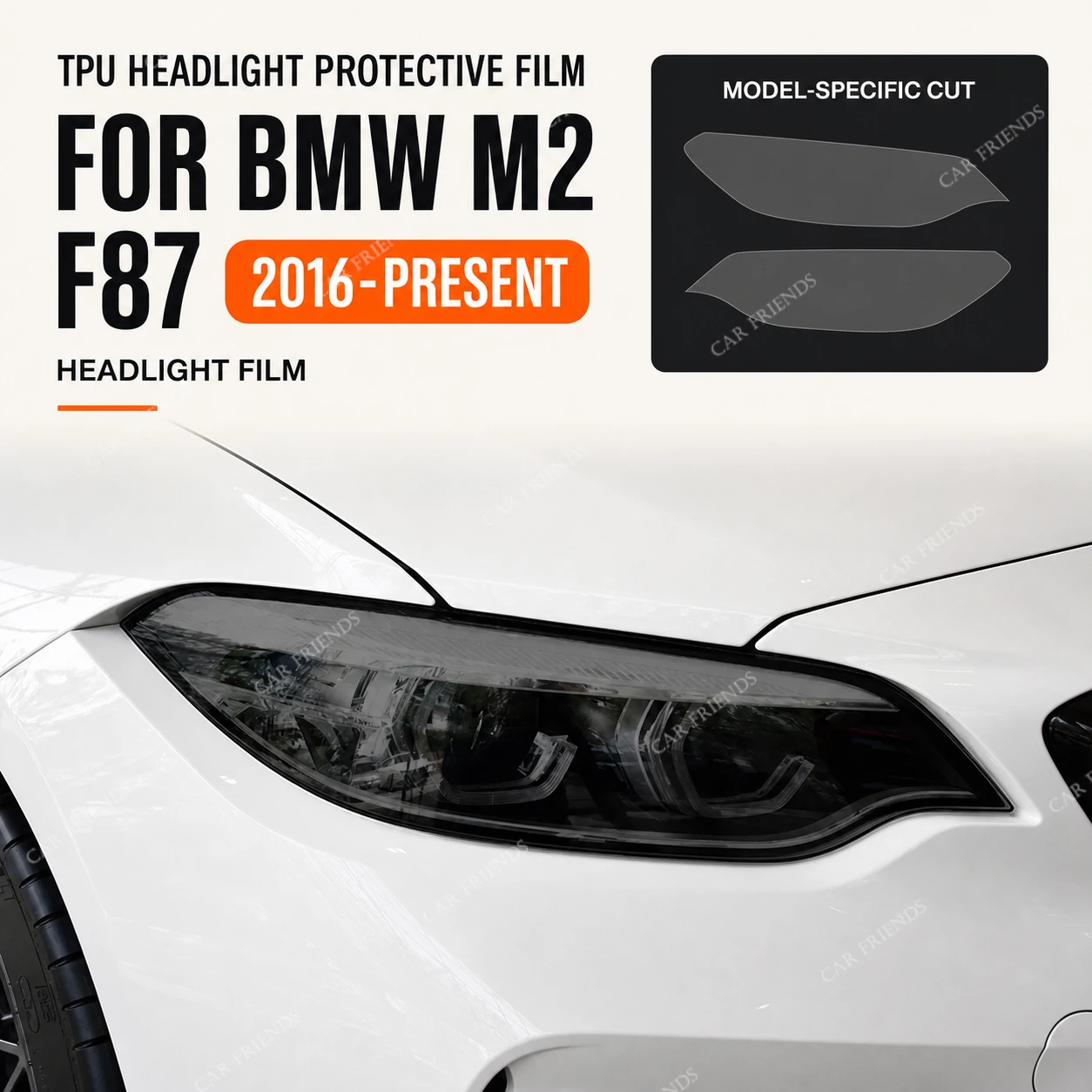 bmw-m2-f87-コンペティションcs-2016年以降の自動車外装用カスタムフィットプレカット透明tpuヘッドライト・テールライト保護フィルム