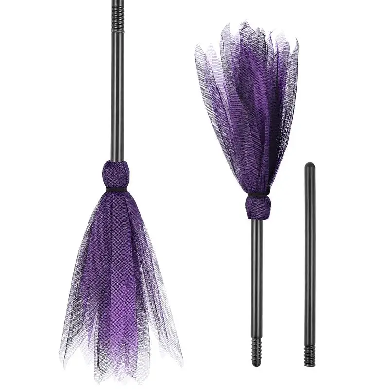 

2pcs Halloween Witch Broom Costume Props Masquerade Show Dress Up Props Plastic Wizard Brooms Halloween Cosplay Party Decoration