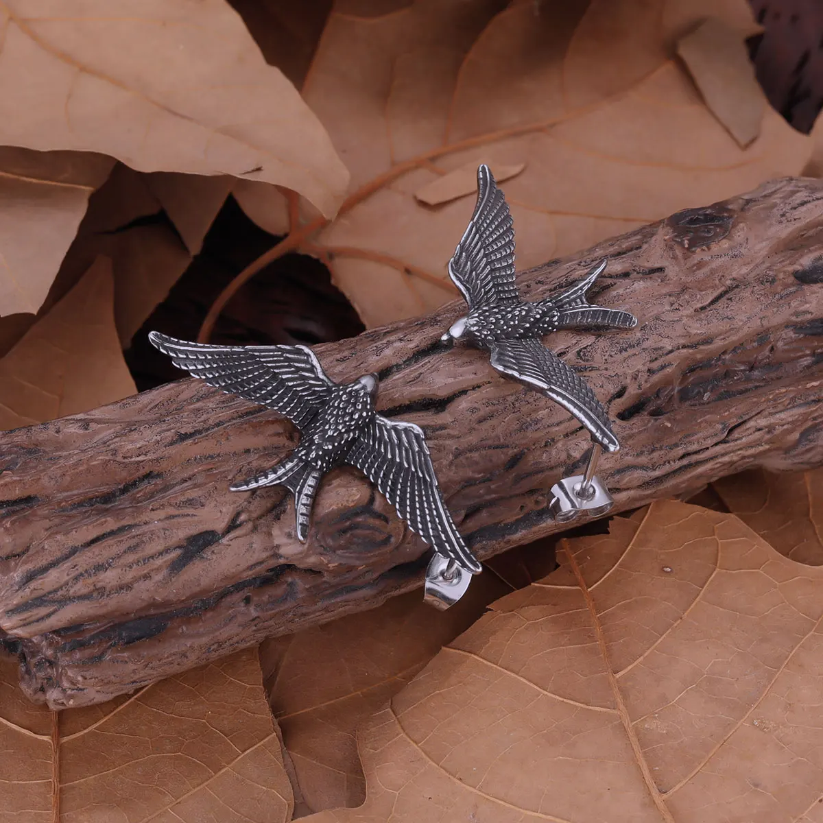 Simple Style Animal Swallow Stud Earring Handmade Stainless Steel Fashion Women Unisex Personality Party Club Jewelry Gift