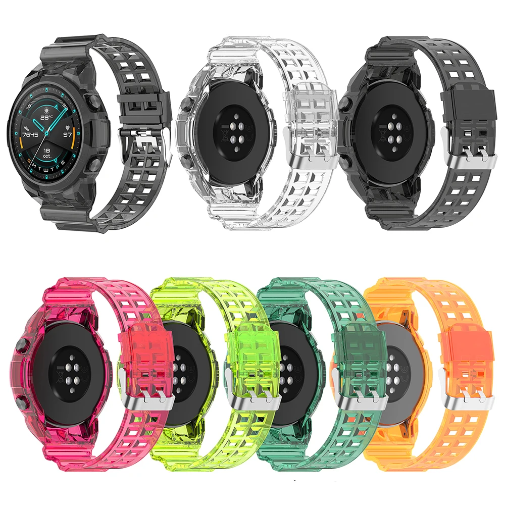 حزام TPU شفاف لساعة HUAWI ، سوار ساعة مدمج ، GT2 46
