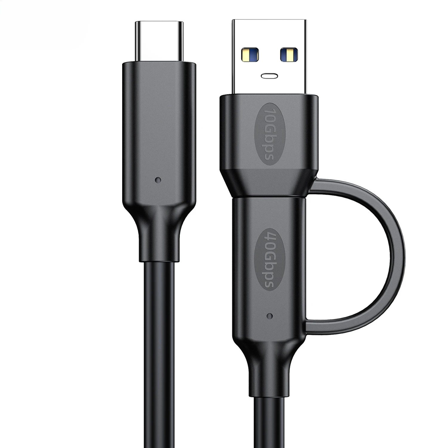 USB4 2 في 1 كابل بيانات PD 240 واط UHD 8K فيديو نوع C إلى C القرص الصلب 40Gbps + USB 3.2 USB A إلى C تمديد كابل كابل شاحن متعدد